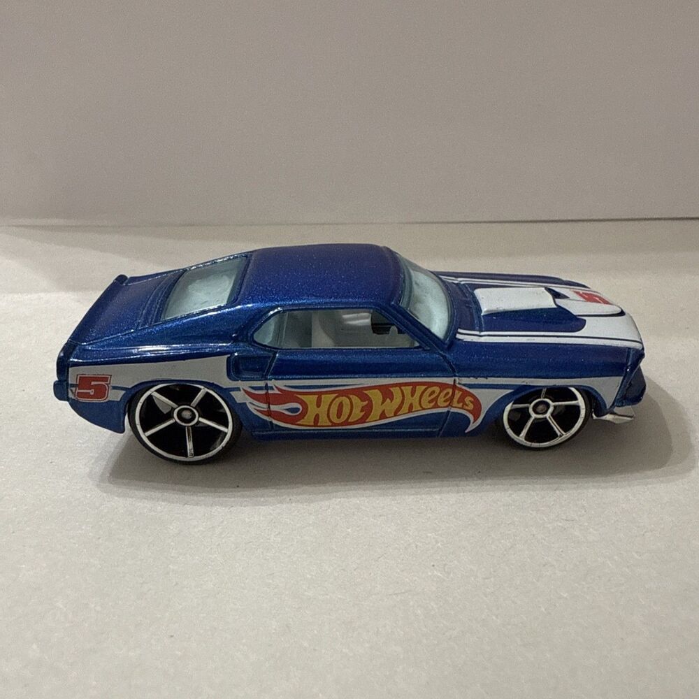 2011 Hot Wheels HW Racing '69 Ford Mustang Blue w/ Flames #155 C52 Die-Cast